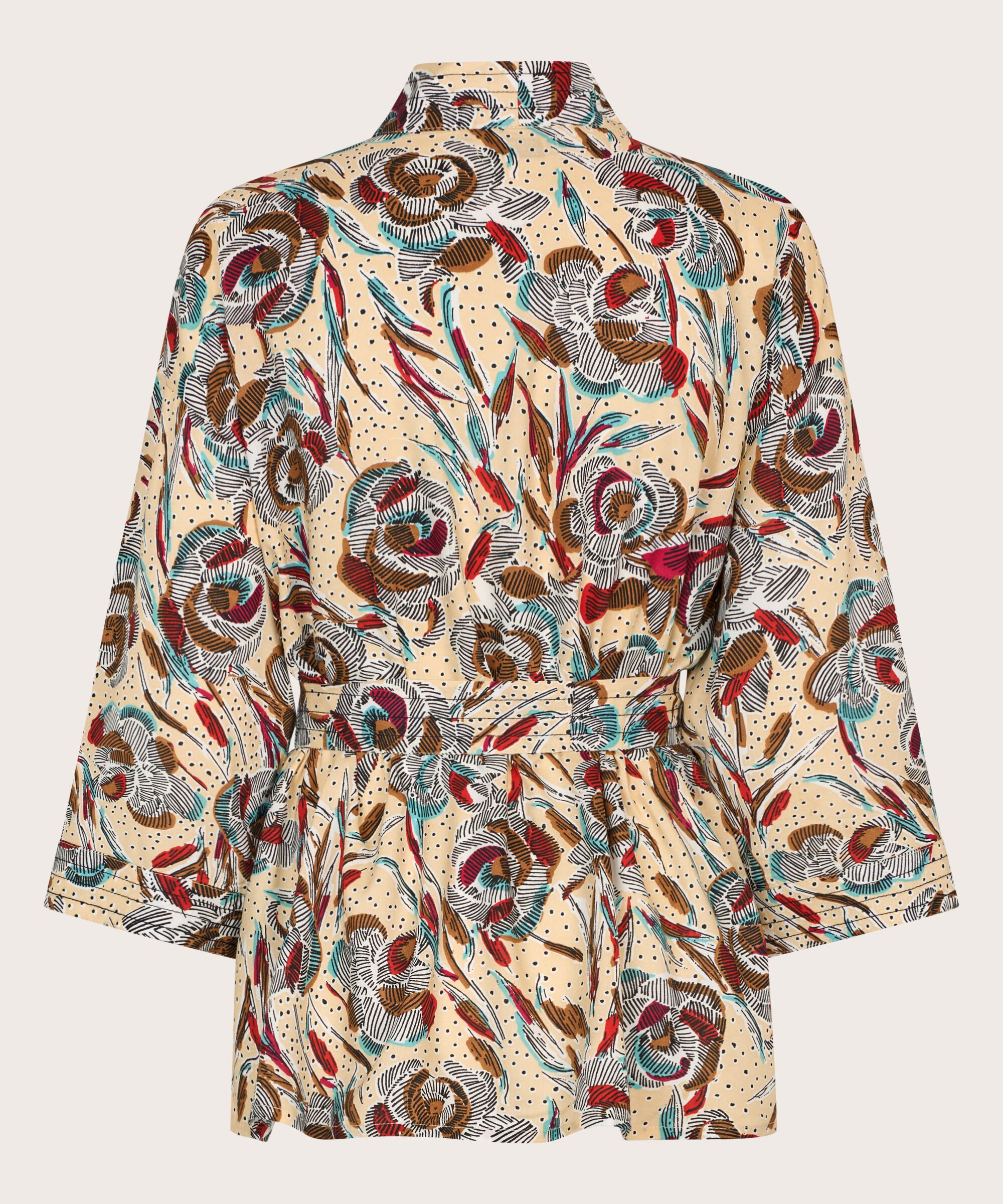 veste en viscose imprimée à manches 3/4 et ceinture, Soybean