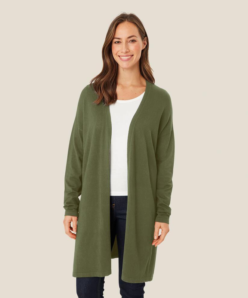 Cardigan En Fine Maille Coupe Droite, D. Lichen Green