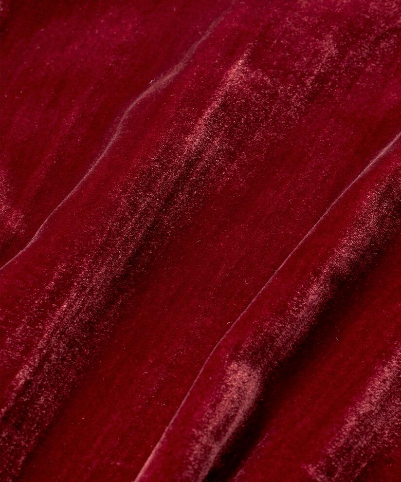 robe en velours à manches courtes et col en V, Tawny Port