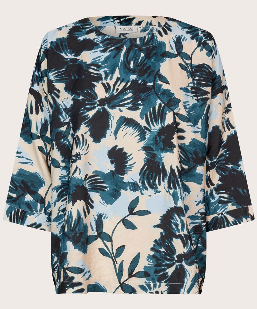 blouse à manches 3/4 en viscose mélangée, Reflect Pond