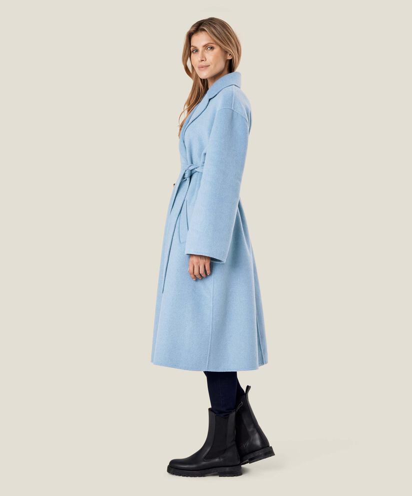manteau long en laine avec liens, Ashley Blue