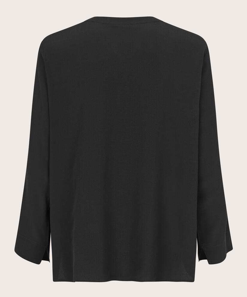 Blouse En Viscose À Col V, Black