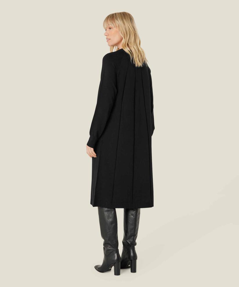 robe en maille fine à manches longues, Black