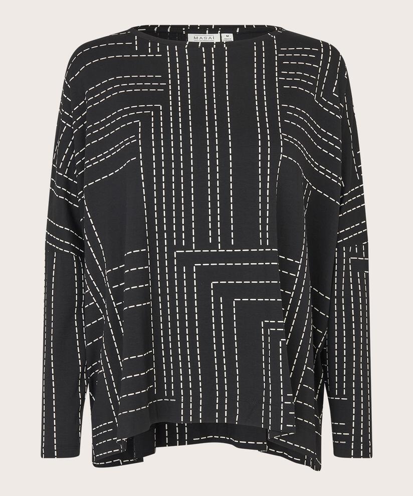 Top Oversize En Jersey À Manches Étroites, Black
