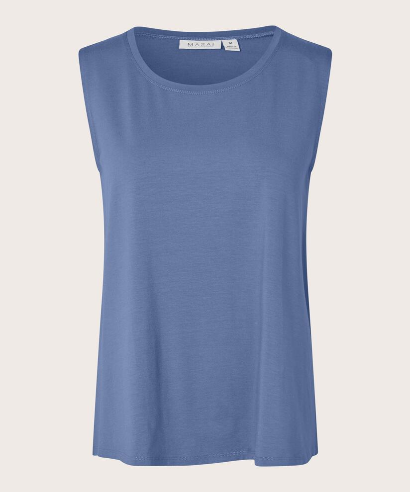 Top En Jersey Sans Manches À Col Rond, Bijou Blue