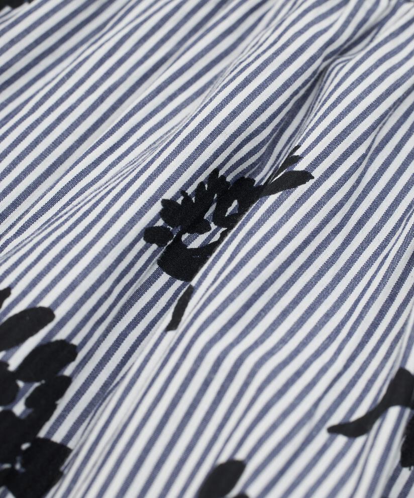 chemise en coton à motif avec col en V profond, Maritime Blue