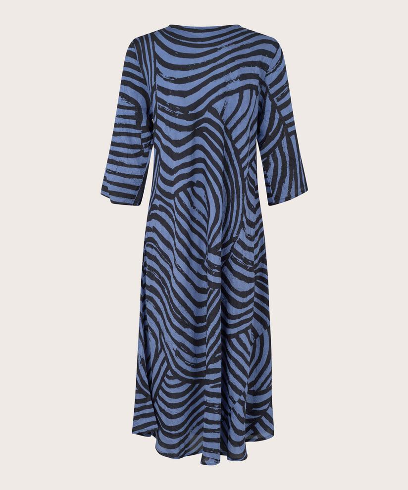 robe en viscose imprimée à col en V, Bijou Blue