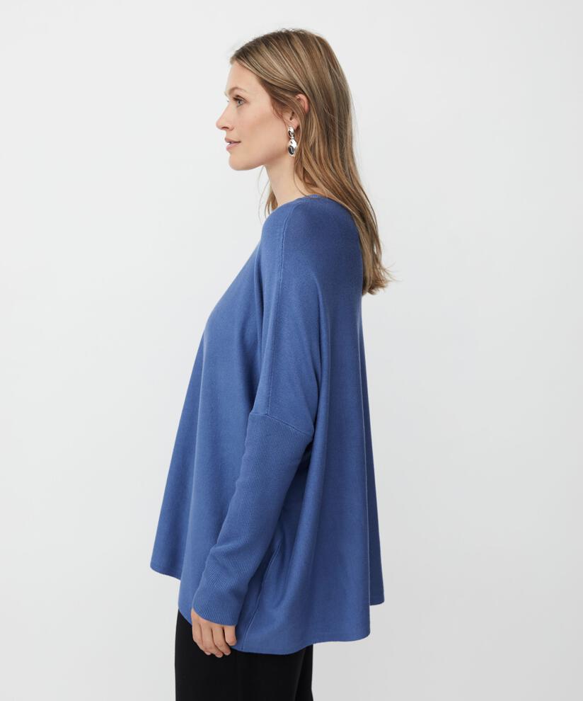 Pull Oversize À Manches Étroites, Bijou Blue