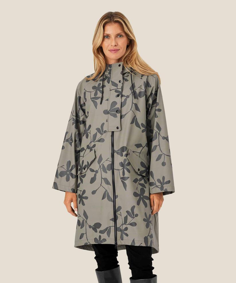 imperméable imprimé avec capuche, Vetiver