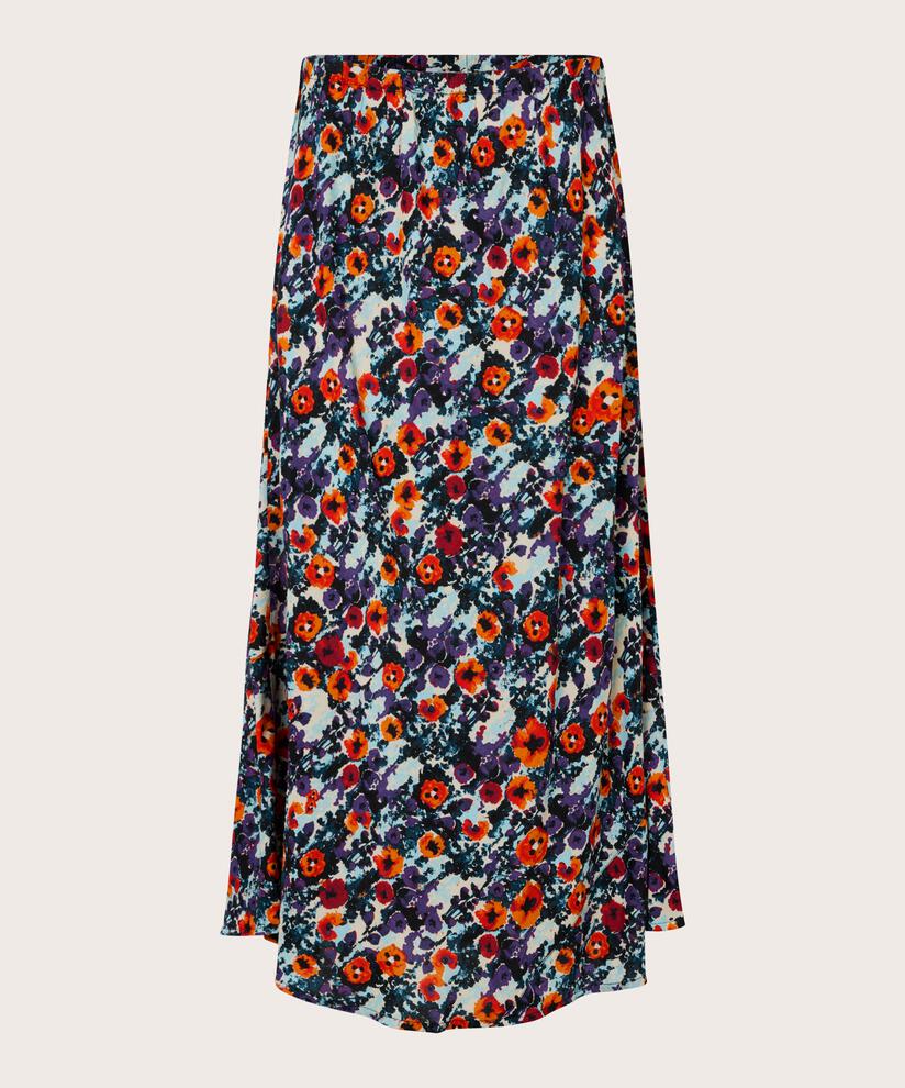 jupe en viscose fleurie avec taille élastique, Meadow Violet