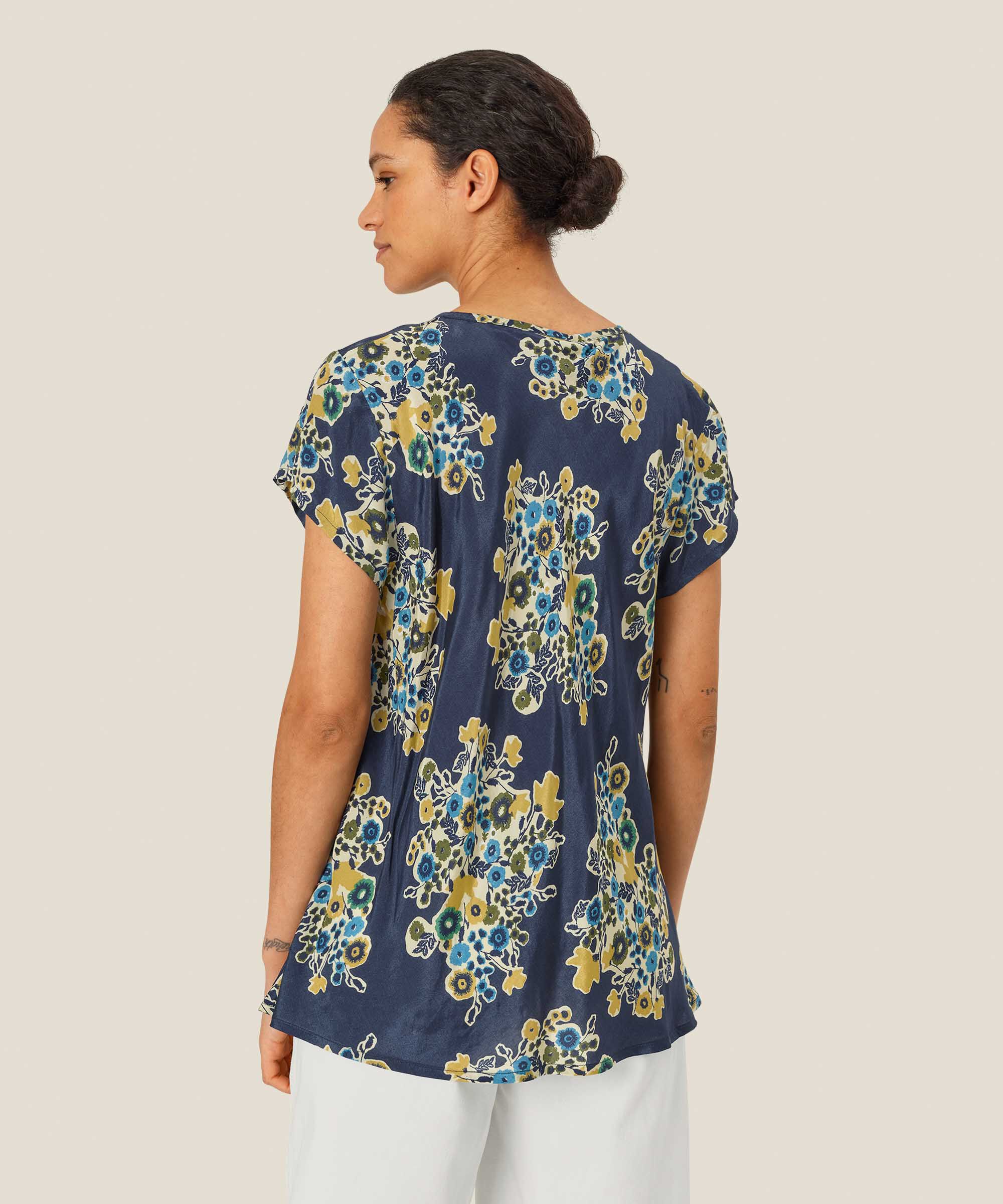 Top En Viscose Imprimé À Col V, Mood Indigo