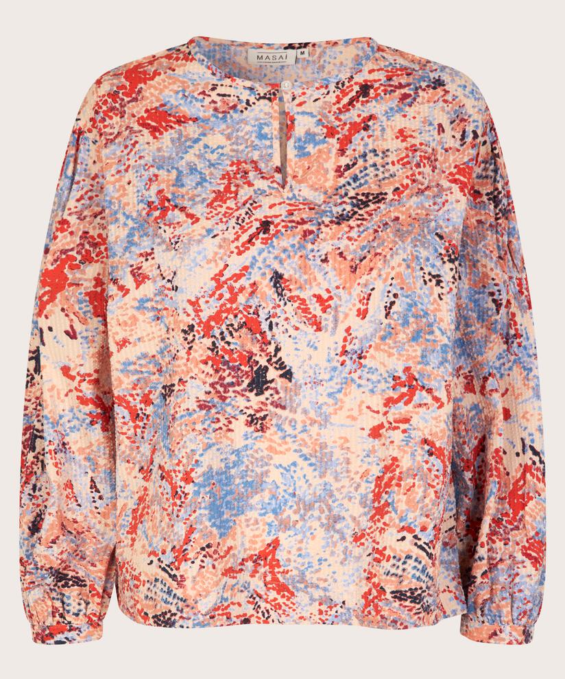 Blouse en coton avec détail boutonné au cou, Orange com