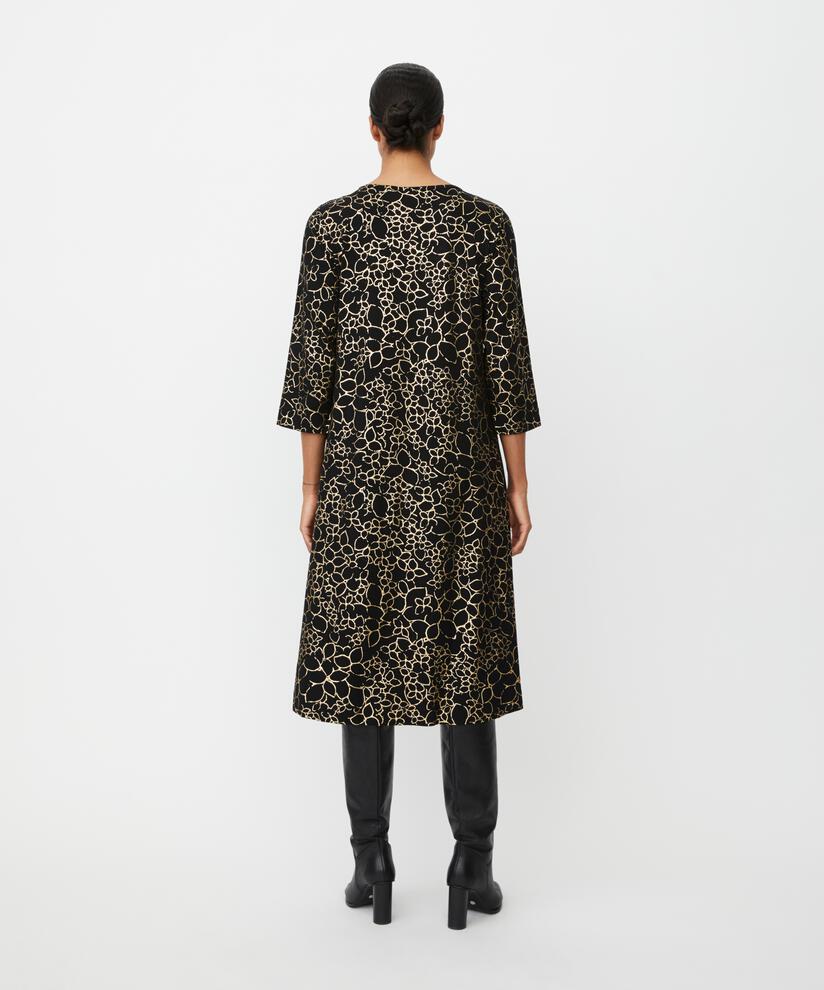 Robe En Jersey Imprimé Avec Plis Devant, Gold