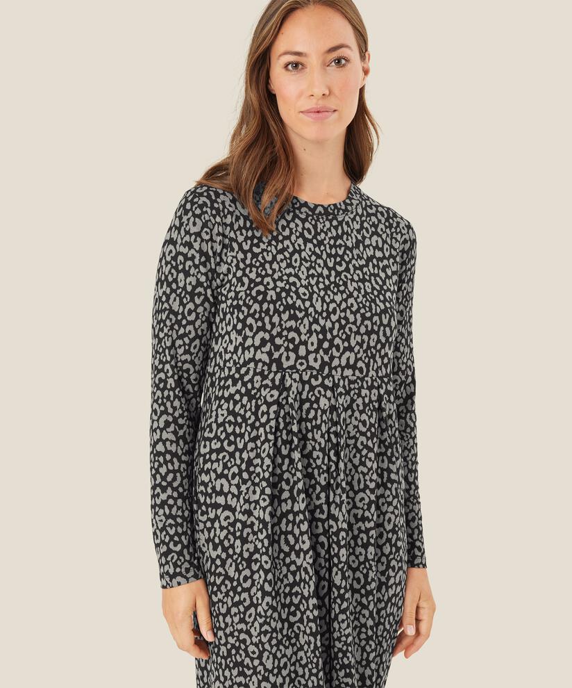 robe tulipe à motifs avec manches longues, Steel Grey