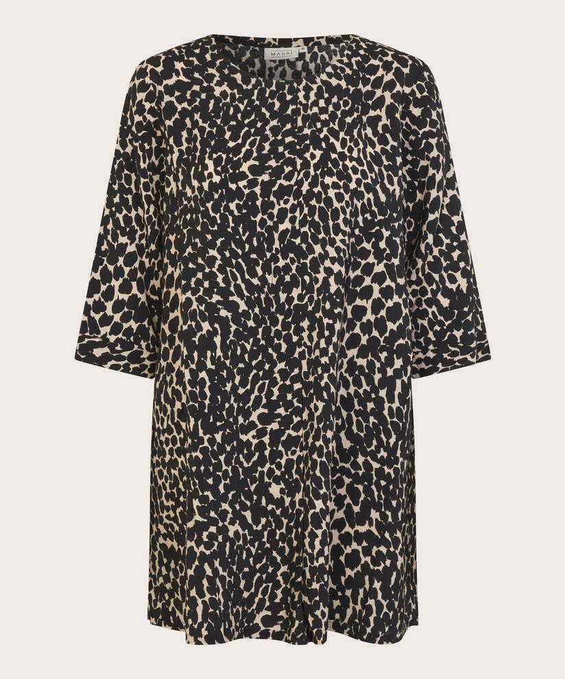 tunique en viscose imprimée à manches 3/4, Black
