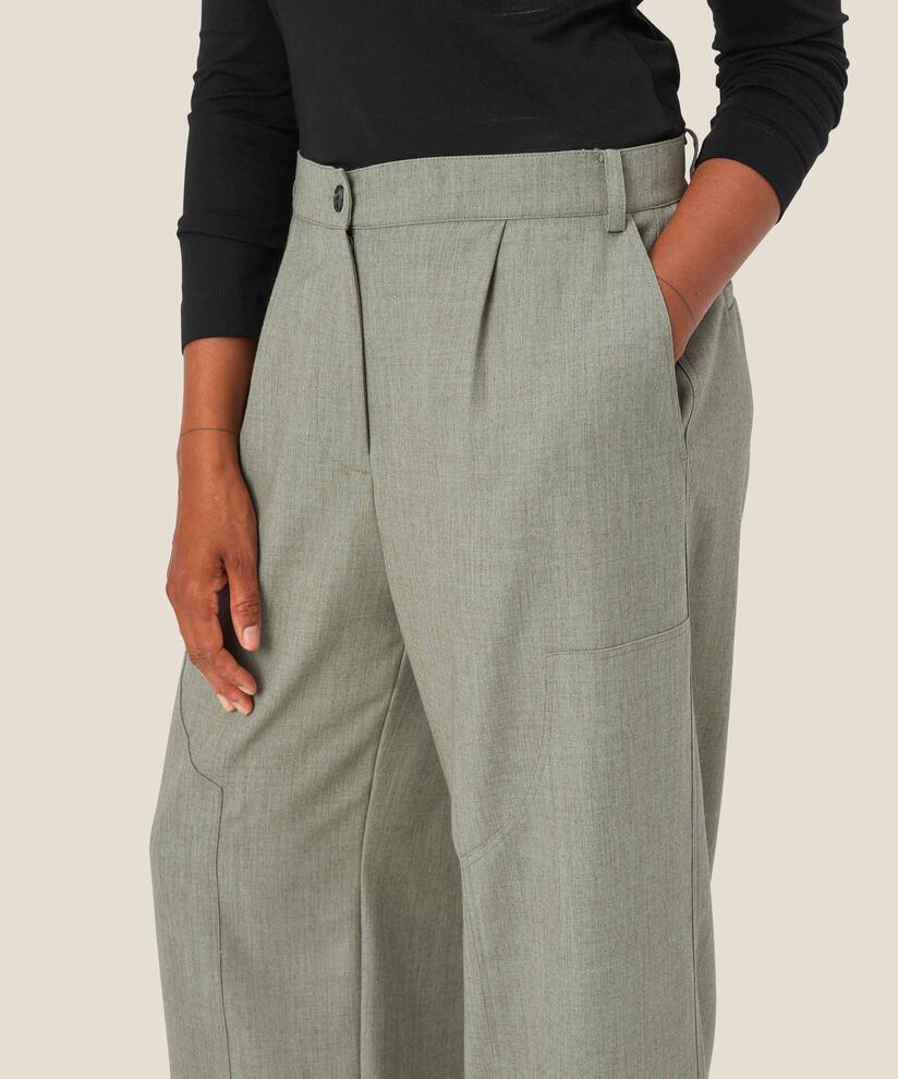 pantalon avec coutures décoratives et élastique au dos, Vetiver