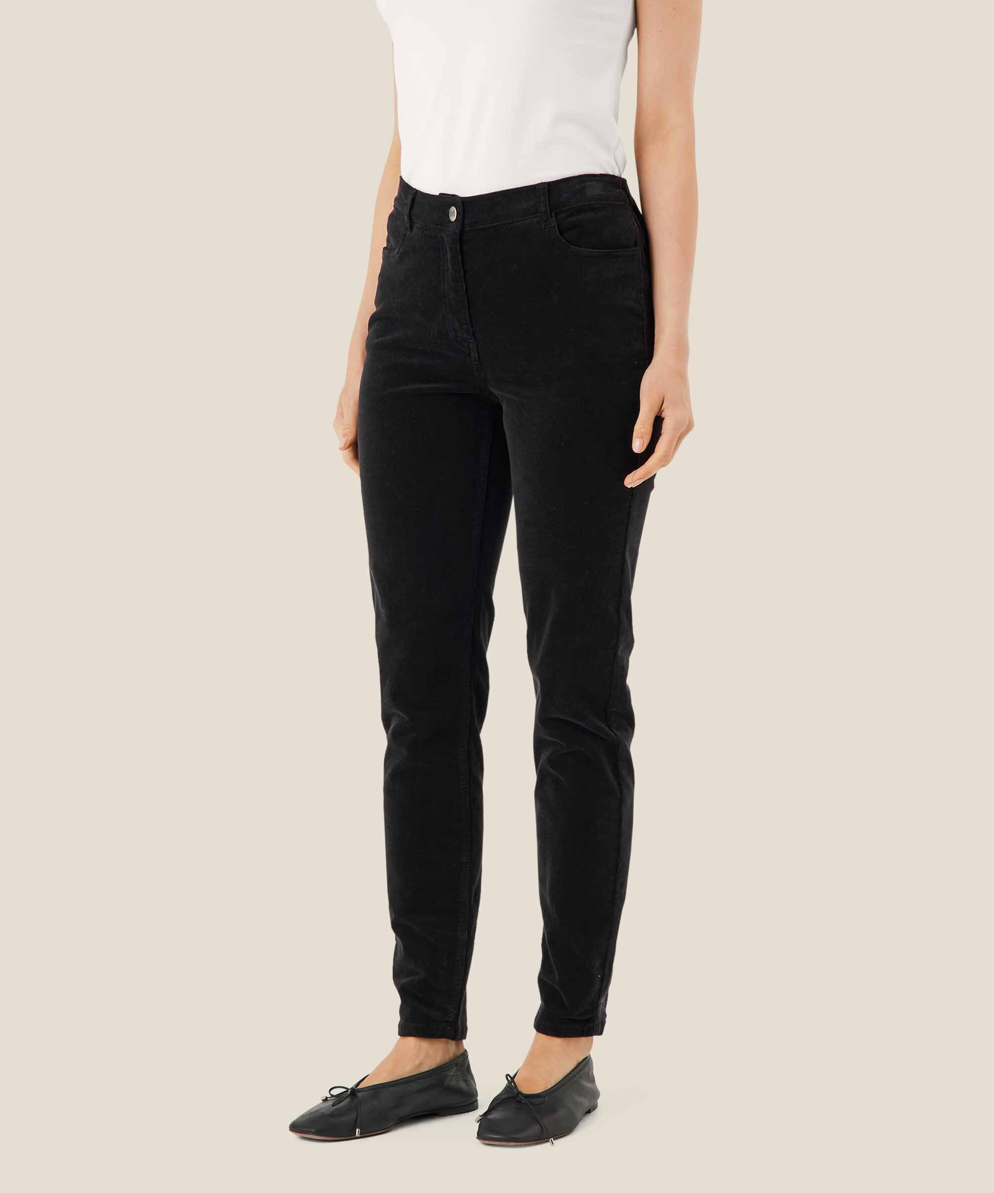 pantalon en velours côtelé coupe slim, Black