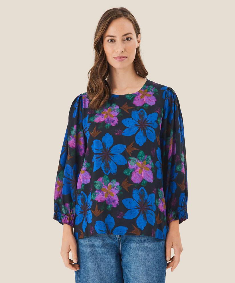 Blouse en viscose à col rond, Wild Aster