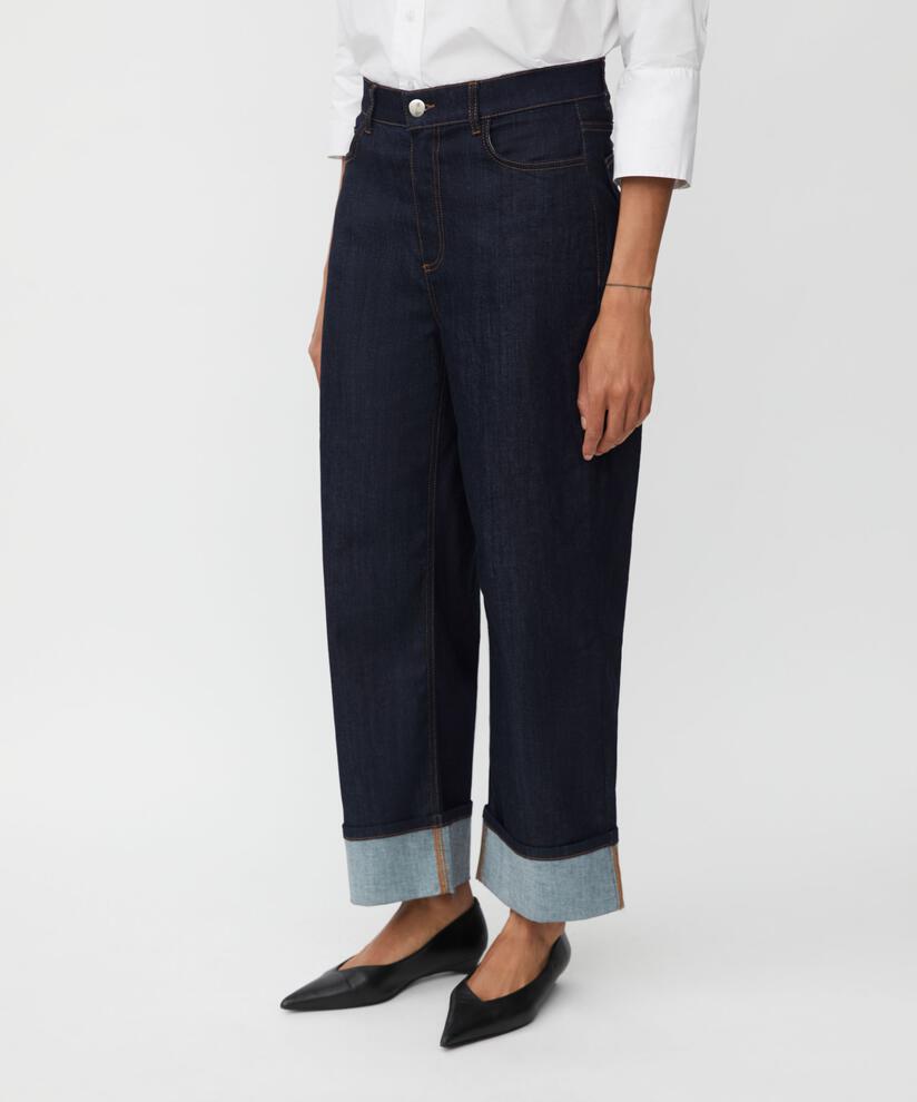 jeans extensibles avec revers, Dark Denim
