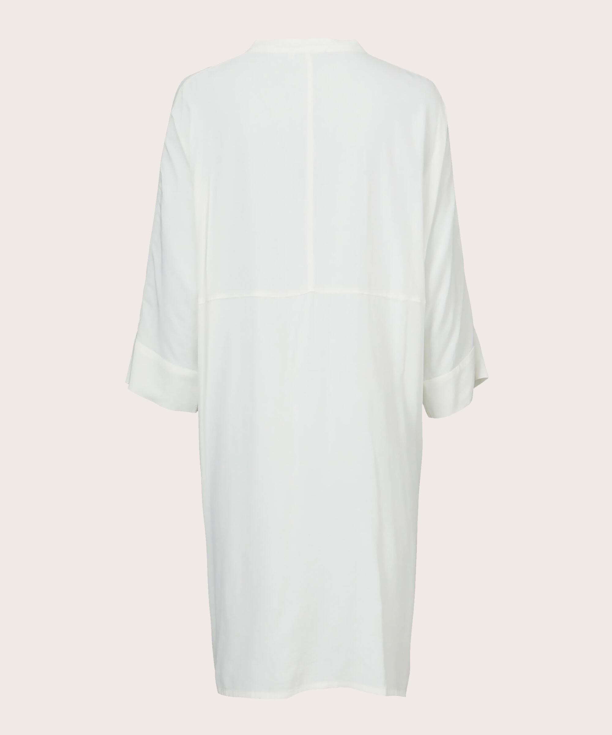 Robe Chemise En Viscose À Manches Trois-quarts, Cream