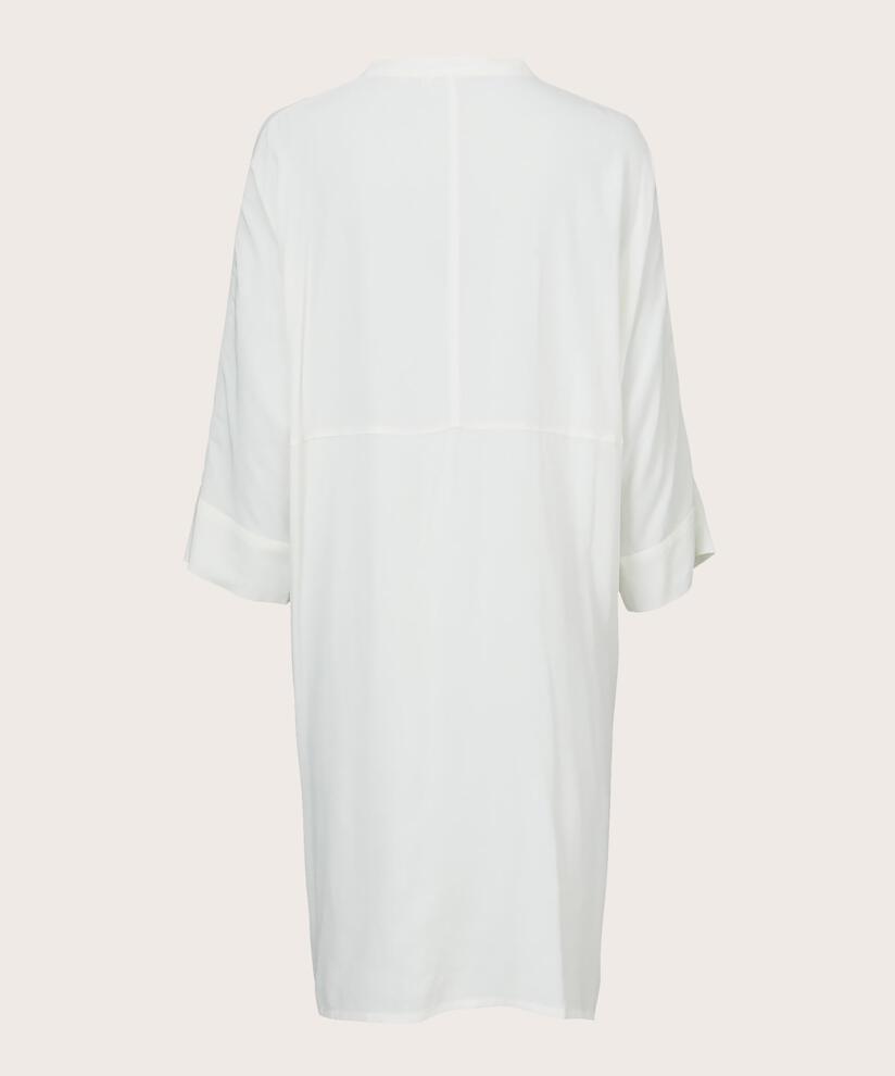 Robe Chemise En Viscose À Manches Trois-quarts, Cream