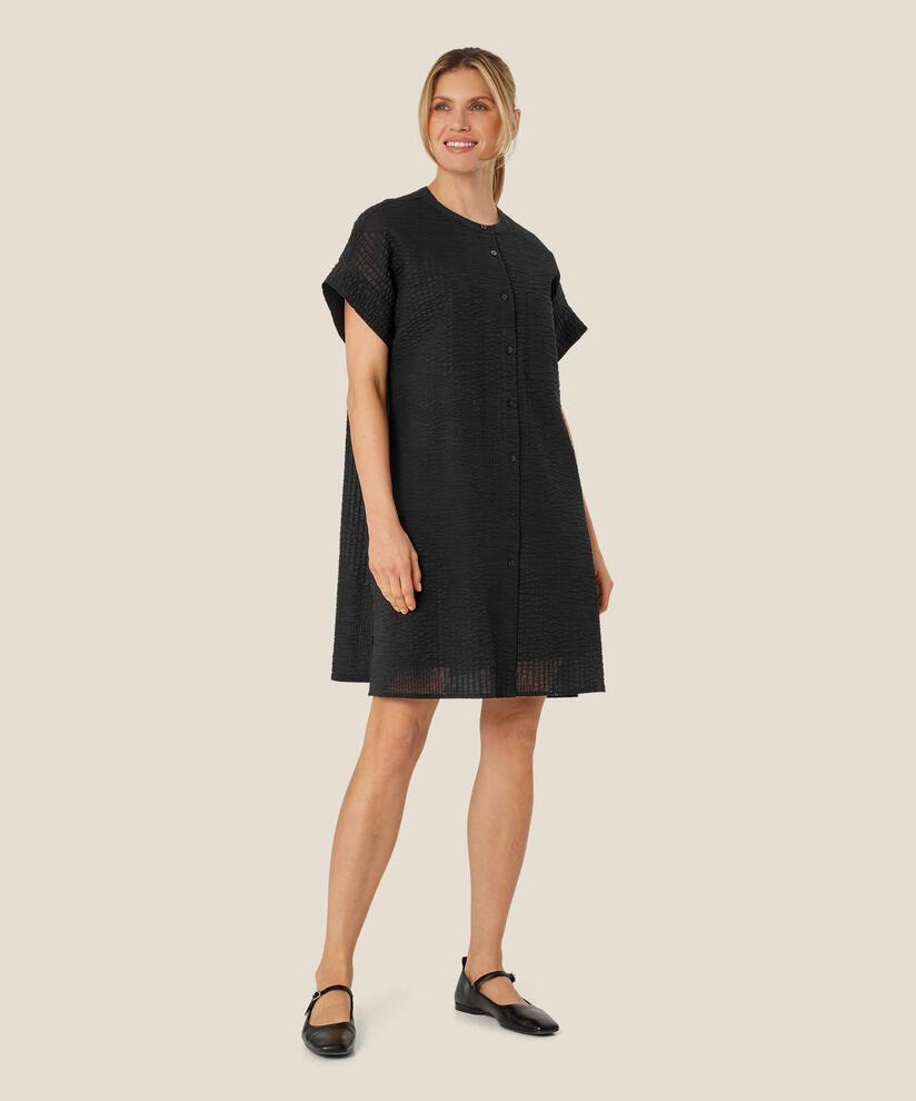 robe chemise en coton léger transparent, Black