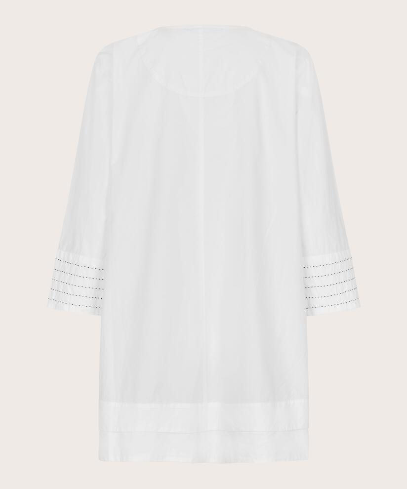 tunique en coton à col rond avec patte de boutonnage, White