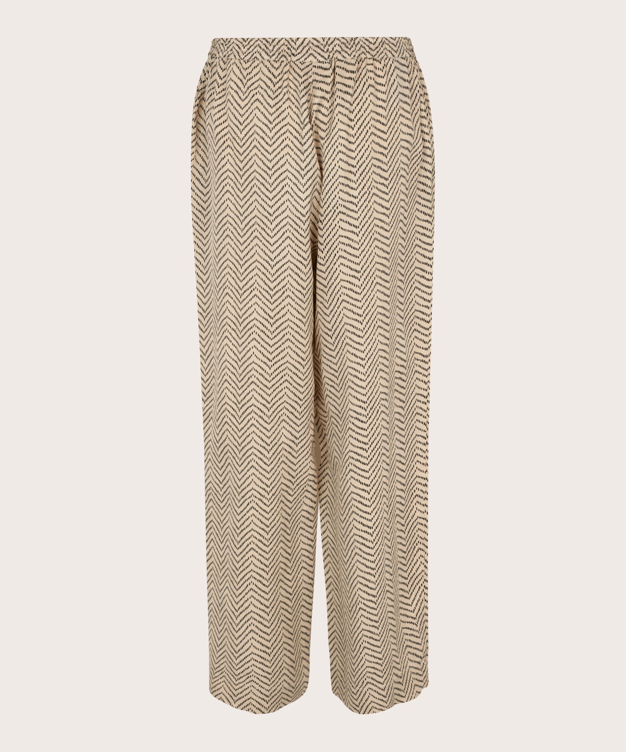 pantalon imprimé en viscose avec taille élastique, Fog