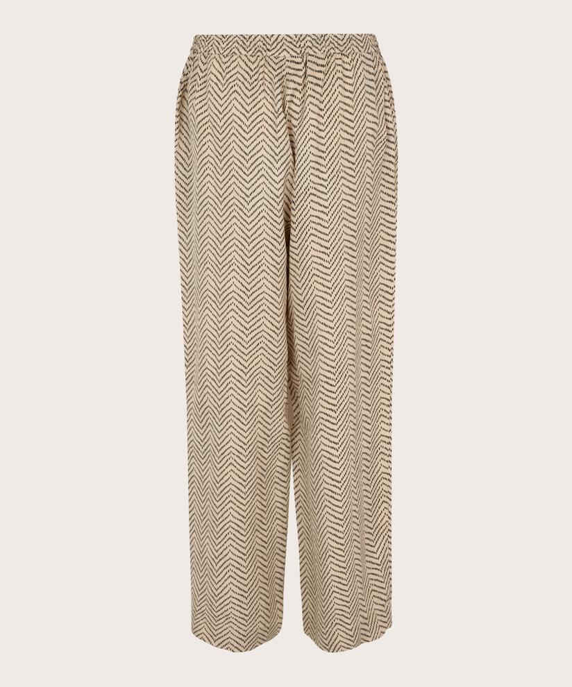 pantalon imprimé en viscose avec taille élastique, Fog