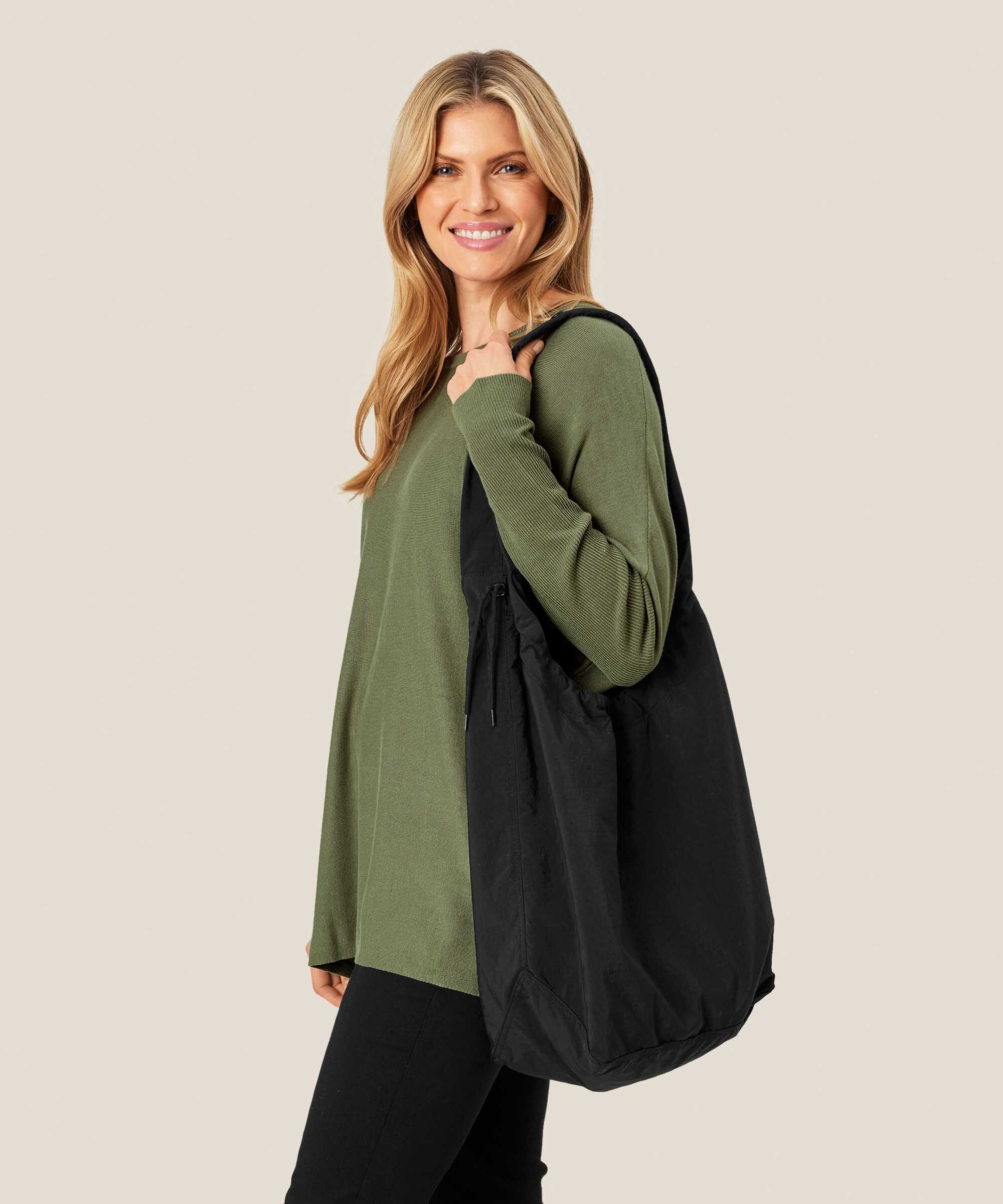sac avec large bandoulière et fermeture zippée, Black