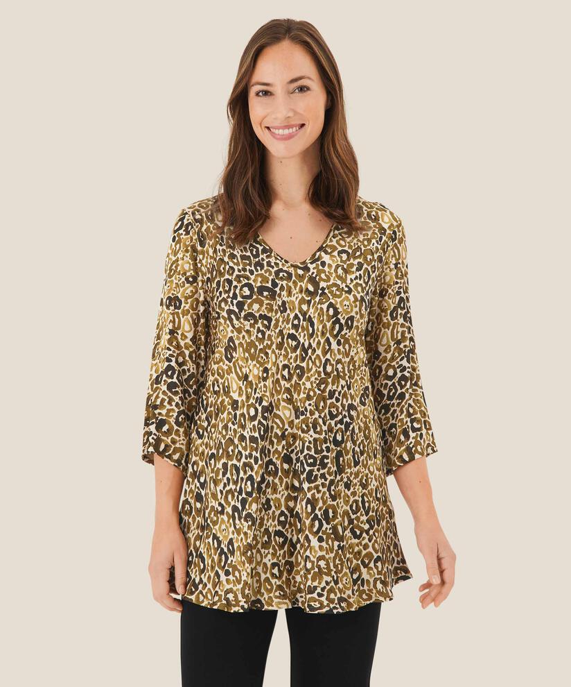 Blouse en viscose avec col en V, Plantation
