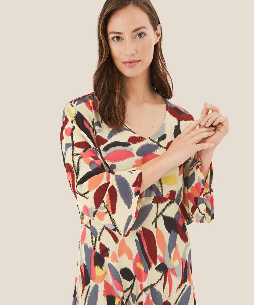 robe en viscose à manches trompette, Calypso Coral