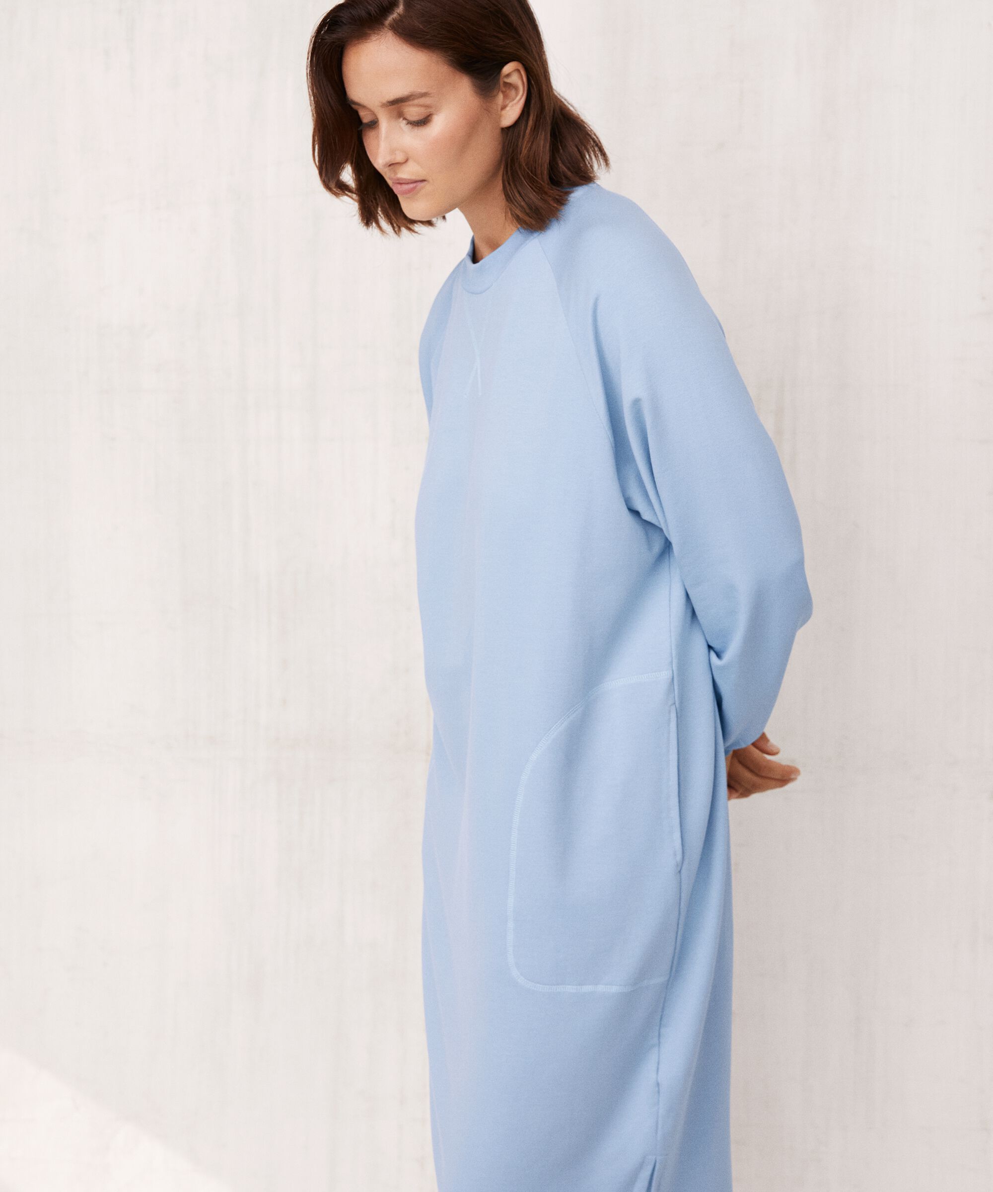 robe casual en jersey à col rond, Blue Fog