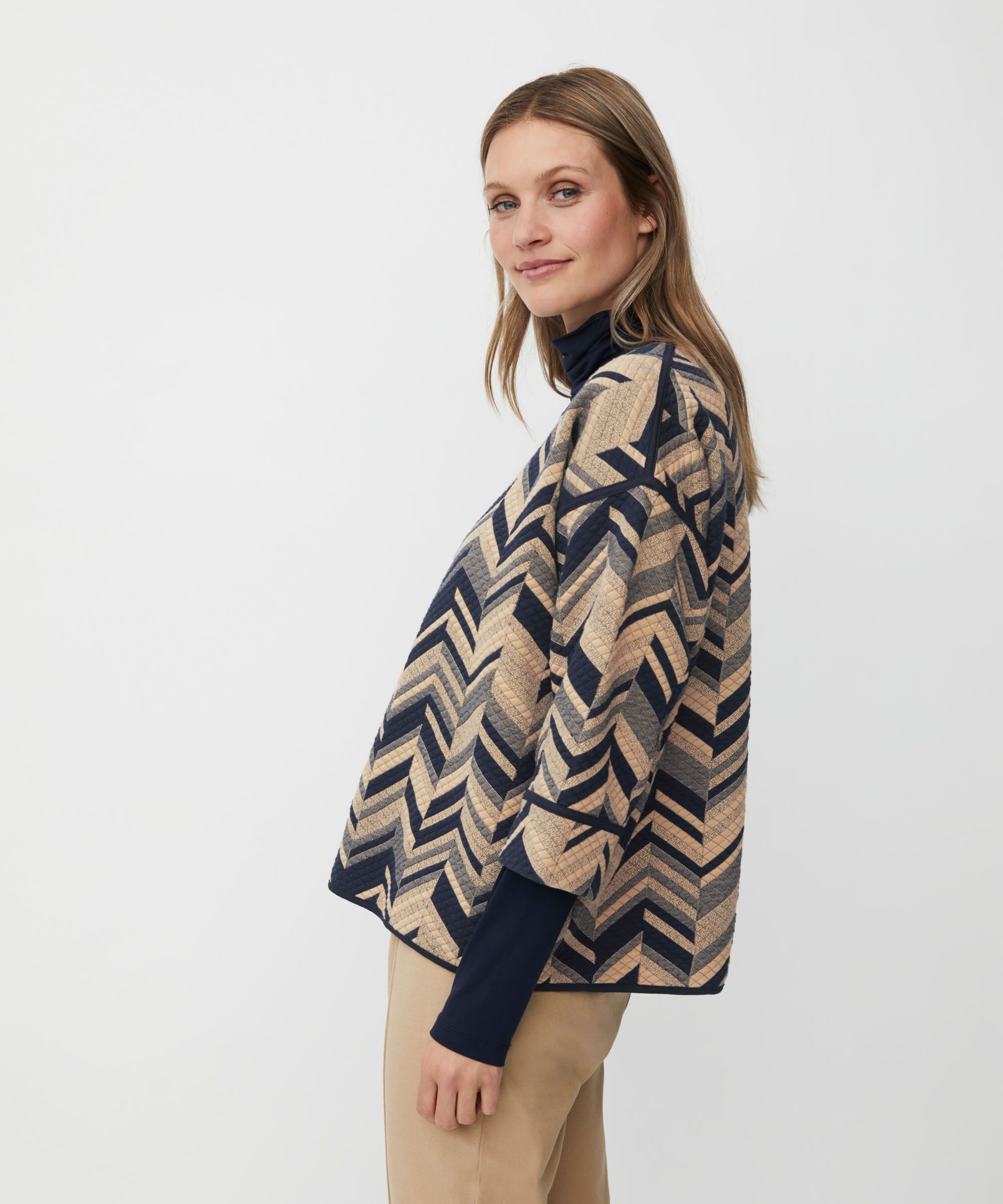 Blouse À Manches 3/4 En Jersey Structuré, Travertine