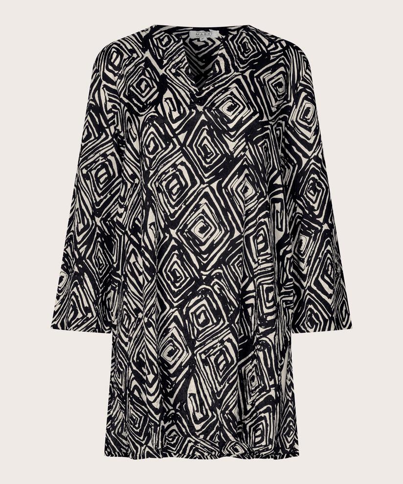 tunique en viscose imprimée à manches trois-quarts, Black