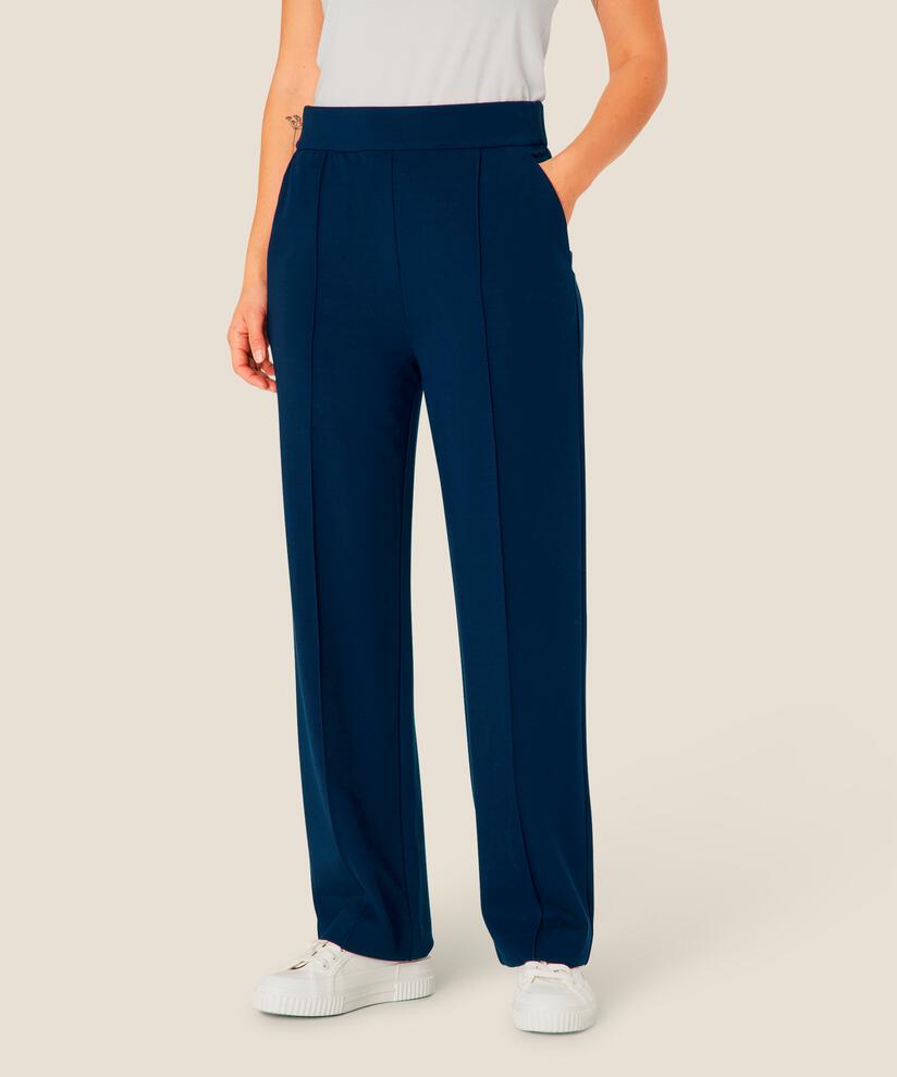Pantalon En Jersey Avec Plis Cousus, Maritime Blue
