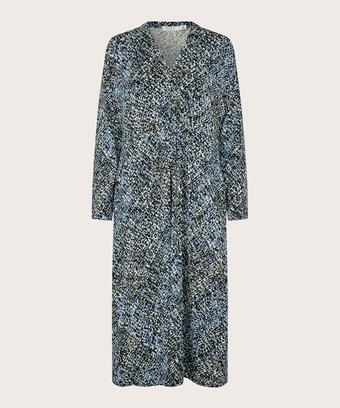 robe en jersey à motifs avec poches fendues et col en V, Proven Blue