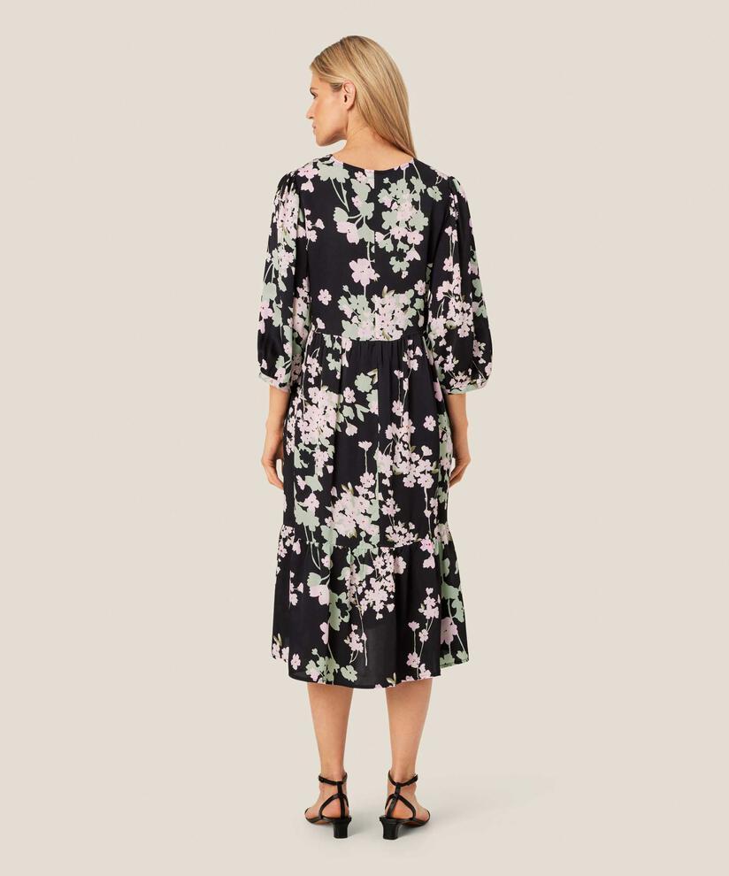 robe en viscose fleurie avec col en V, Pink Lady