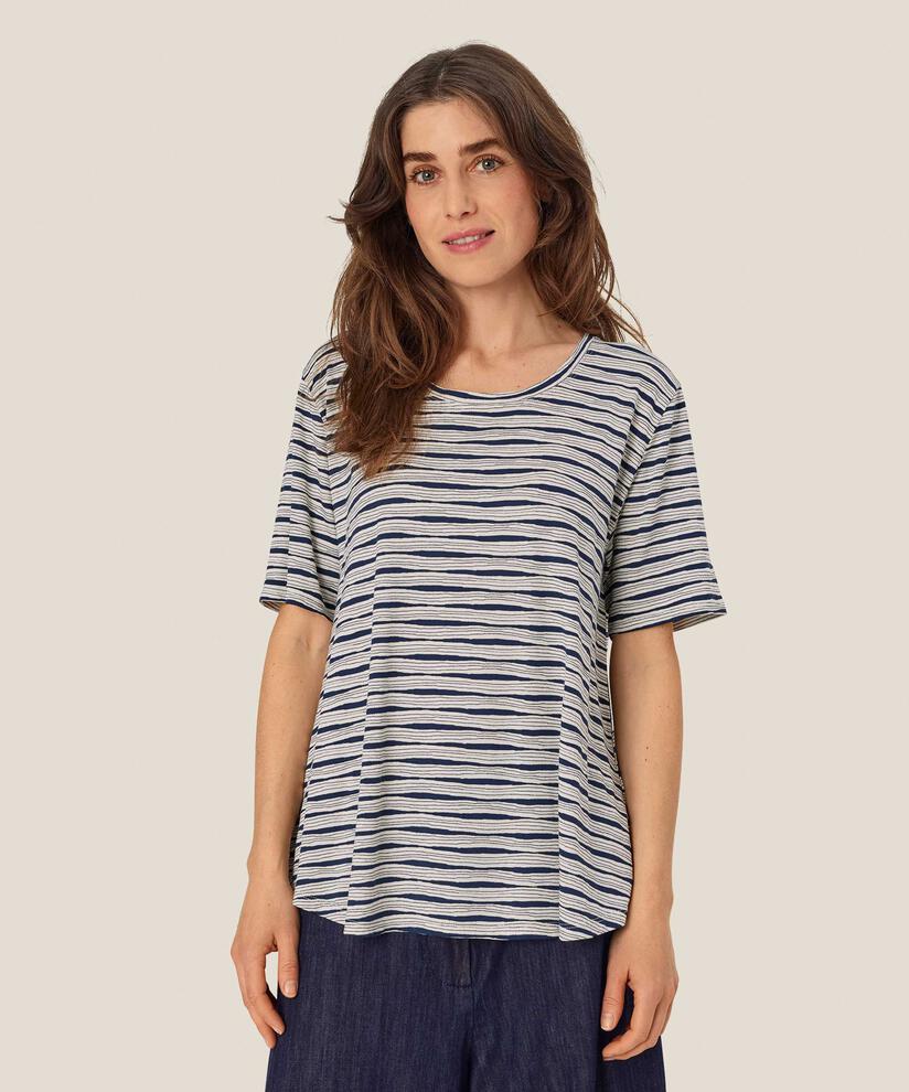 t-shirt col rond rayé féminin, Mood Indigo