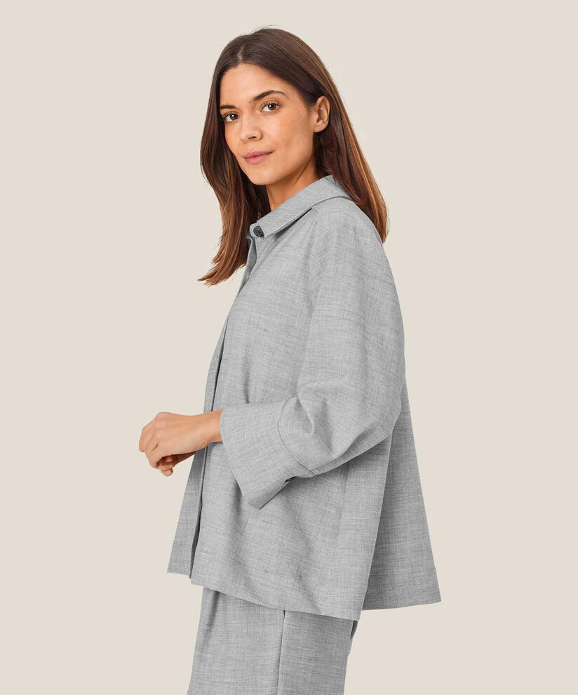 veste-chemise à manches trois-quarts, L. Grey mel.