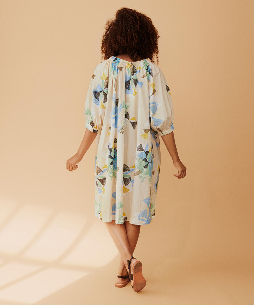 robe en coton à motifs avec bordure élastique au cou, Marina