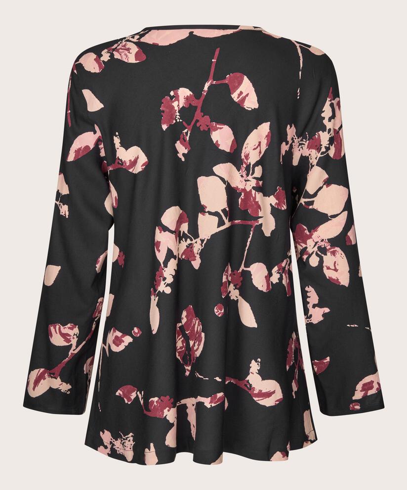 blouse en viscose imprimé à col en V, Tawny Port