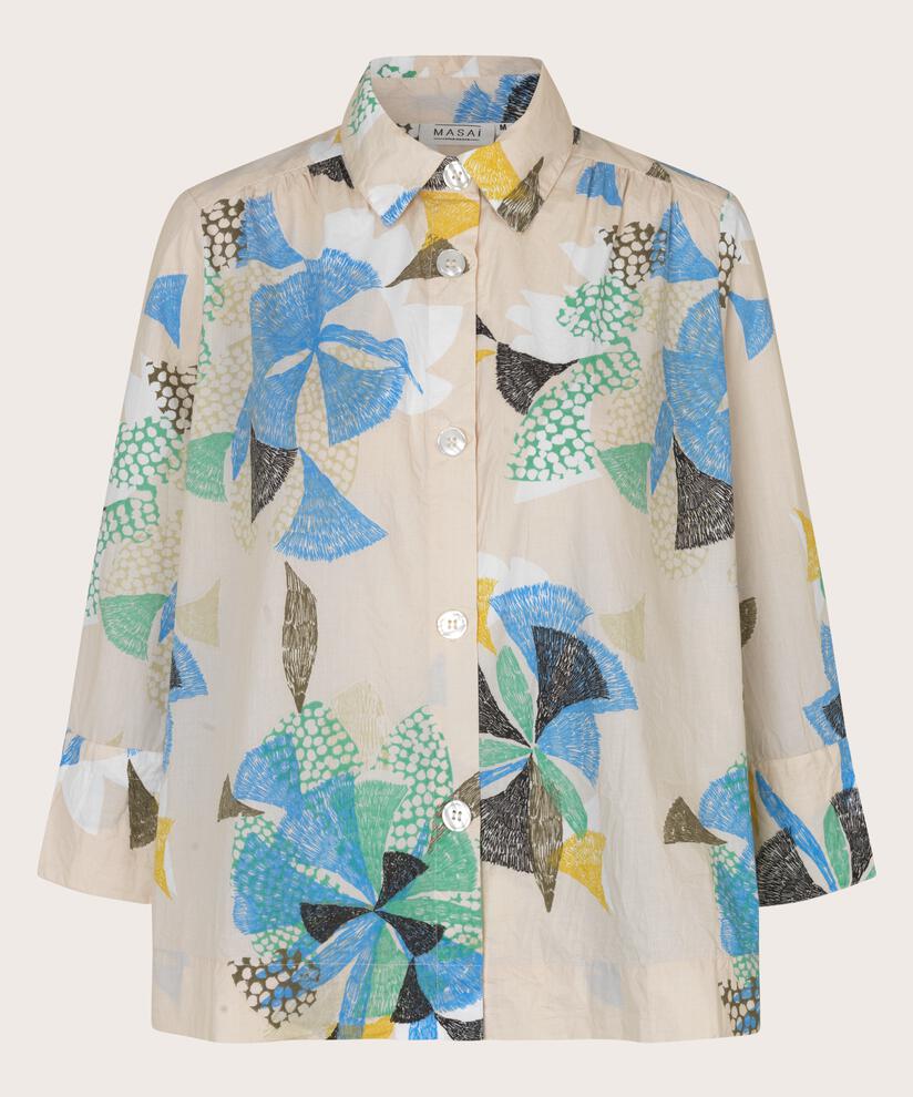 Chemise En Coton À Motifs À Manches Trois-quarts, Marina