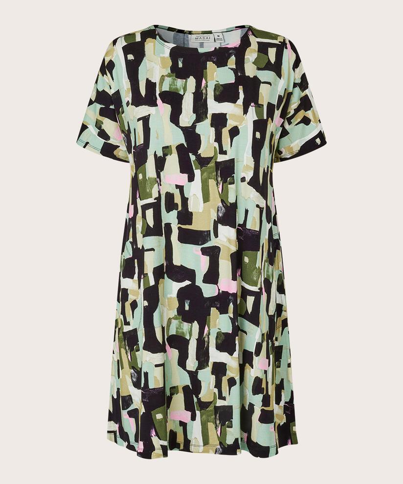 tunique en jersey imprimé avec poches fendues, Frosty Green