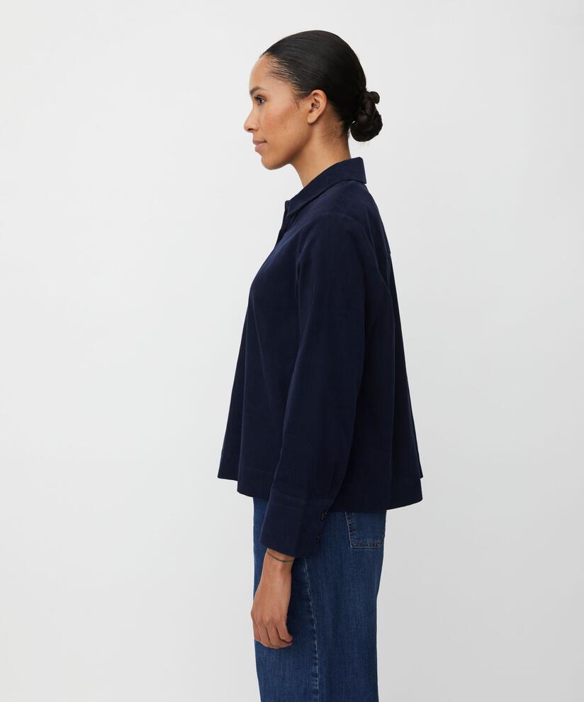 veste chemise en velours avec col, Navy Blazer