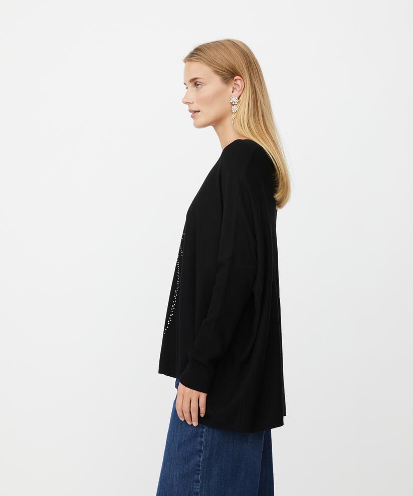 pull en maille douce avec motif strass, Black