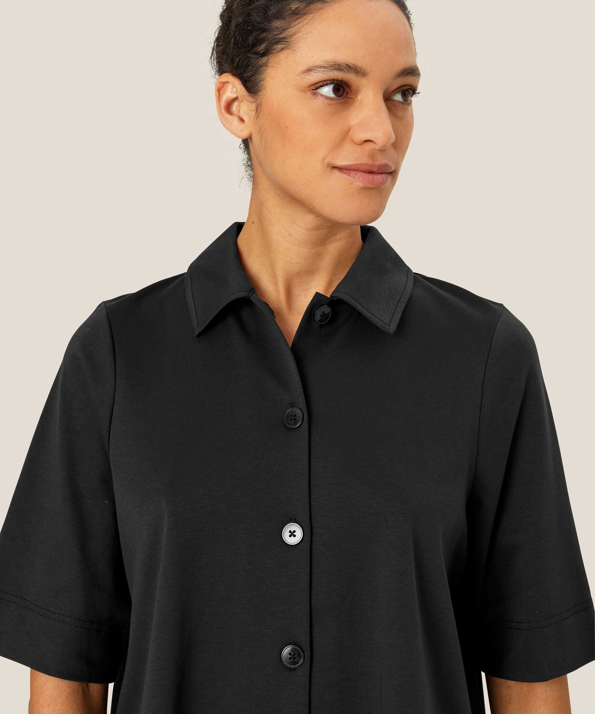 chemise en jersey avec dos en popeline, Black