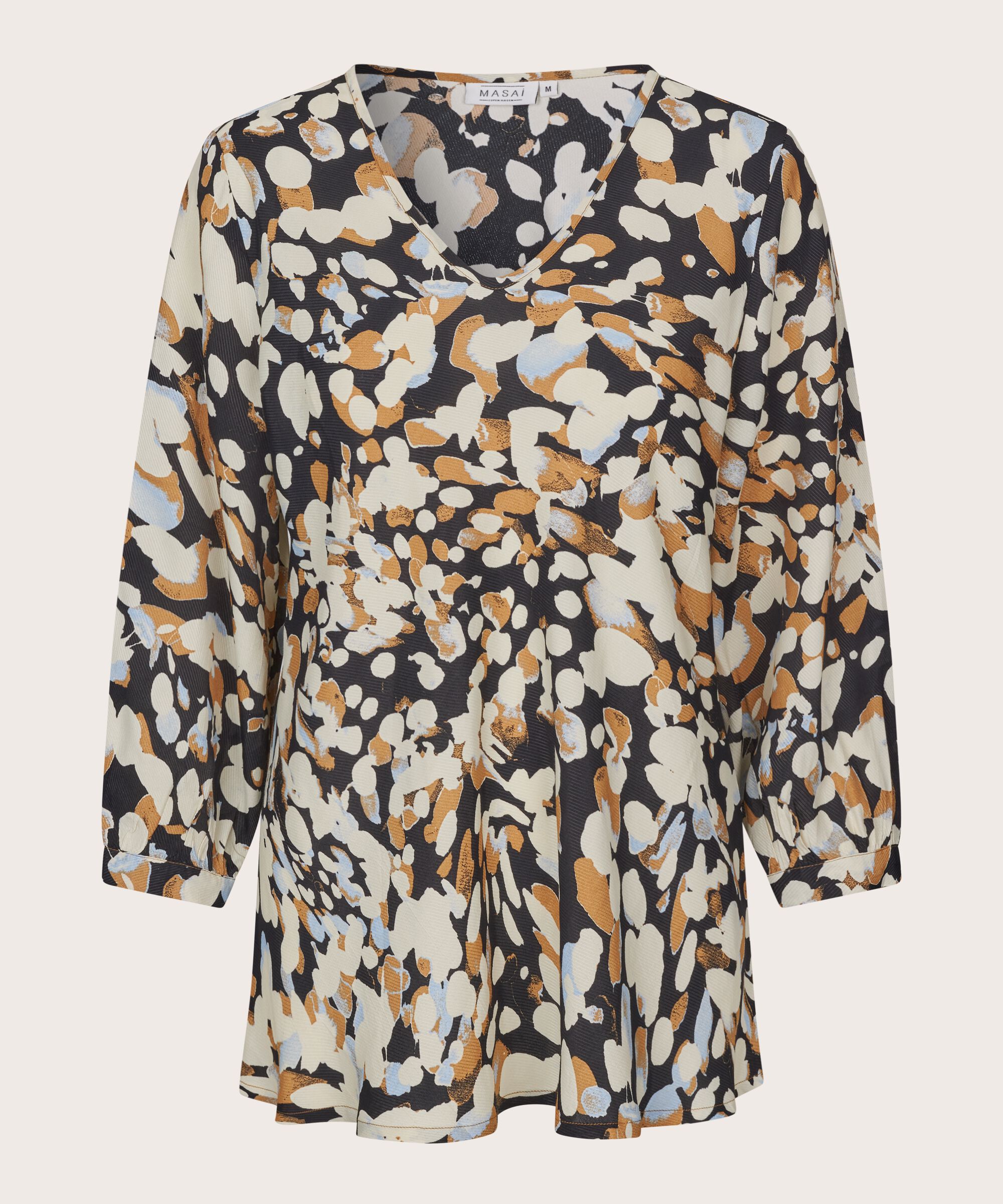 blouse en viscose imprimée à col v, Chipmunk