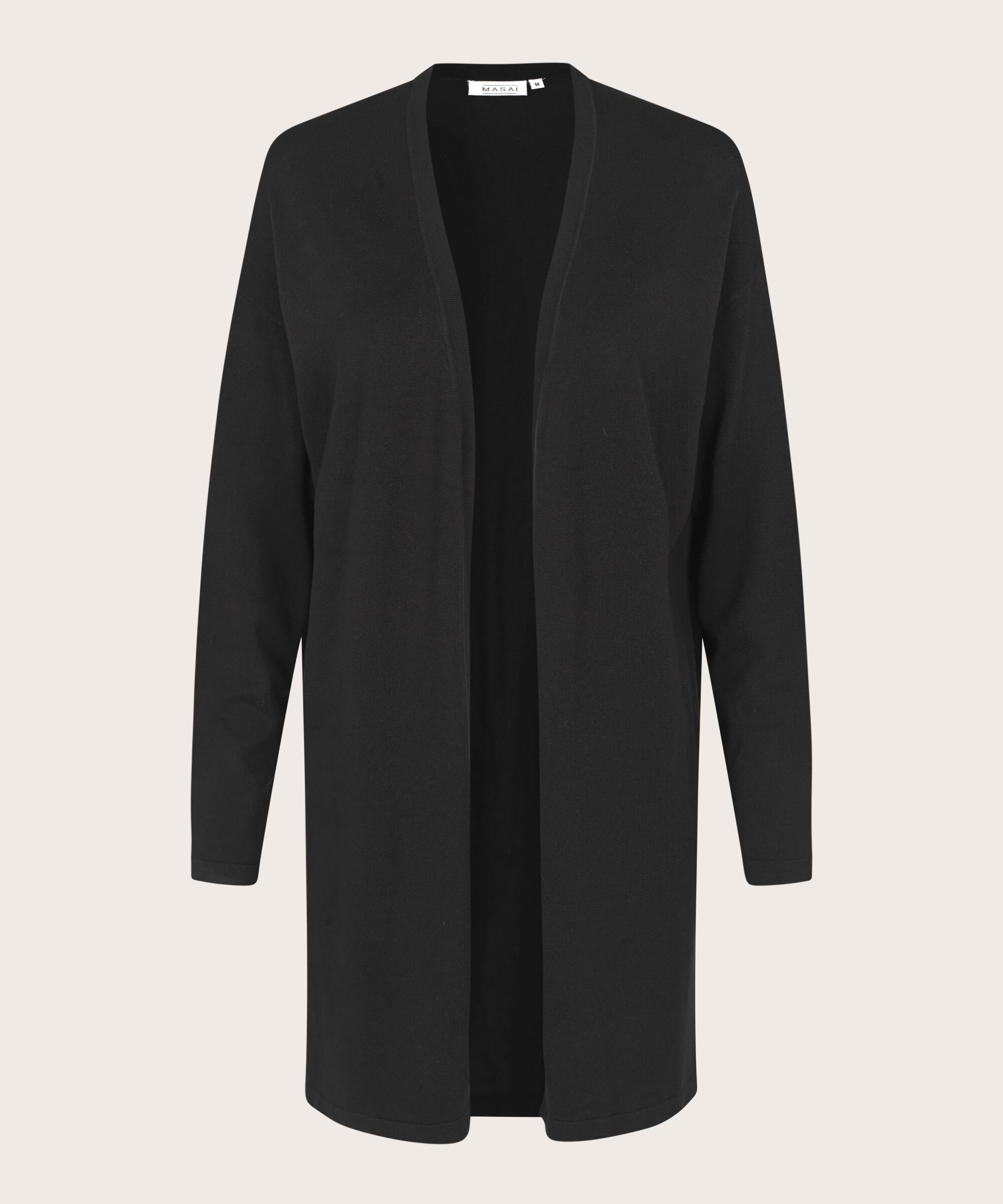 Cardigan En Fine Maille Coupe Droite, Black