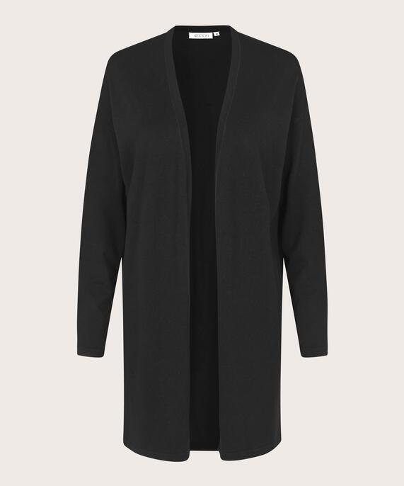 Cardigan En Fine Maille Coupe Droite, Black